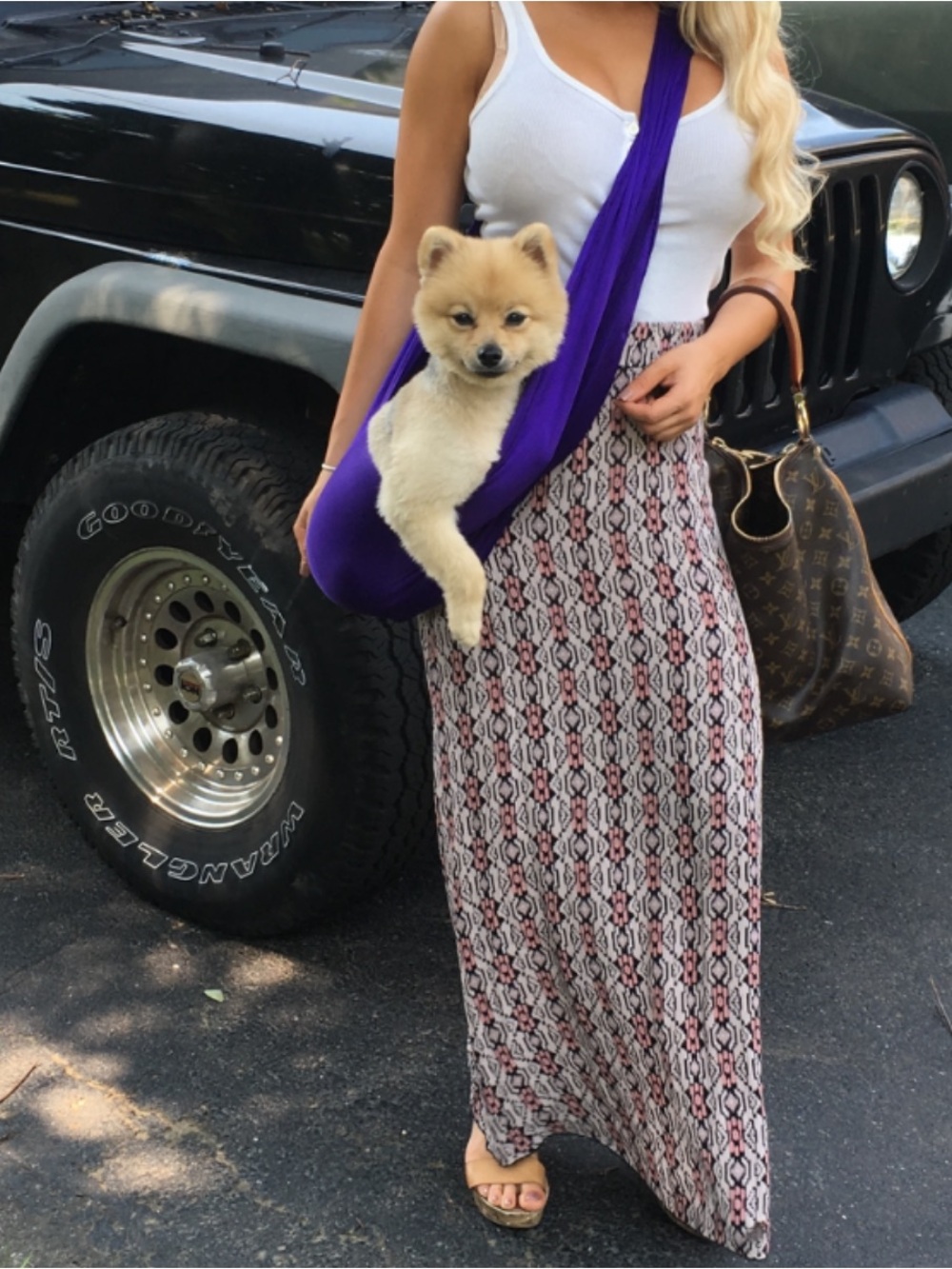 Purple Dog Sling Carrier - Comfortable Hands-Free Pet Sling